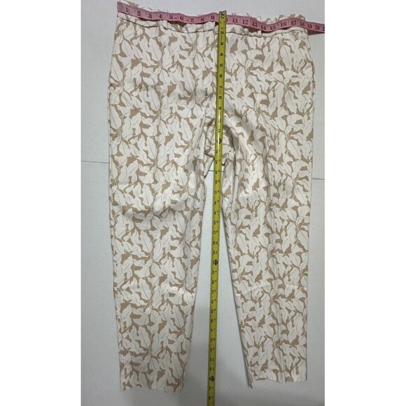 Liz Claiborne Emma Dress Pants Leaf Print Pockets Straight Leg Cropped Tan Sz 14 - Picture 5 of 6